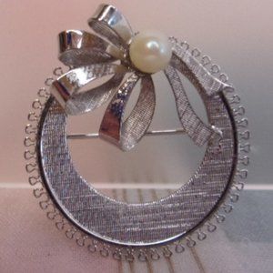 A & Z Sterling Silver Faux Pearl Brooch